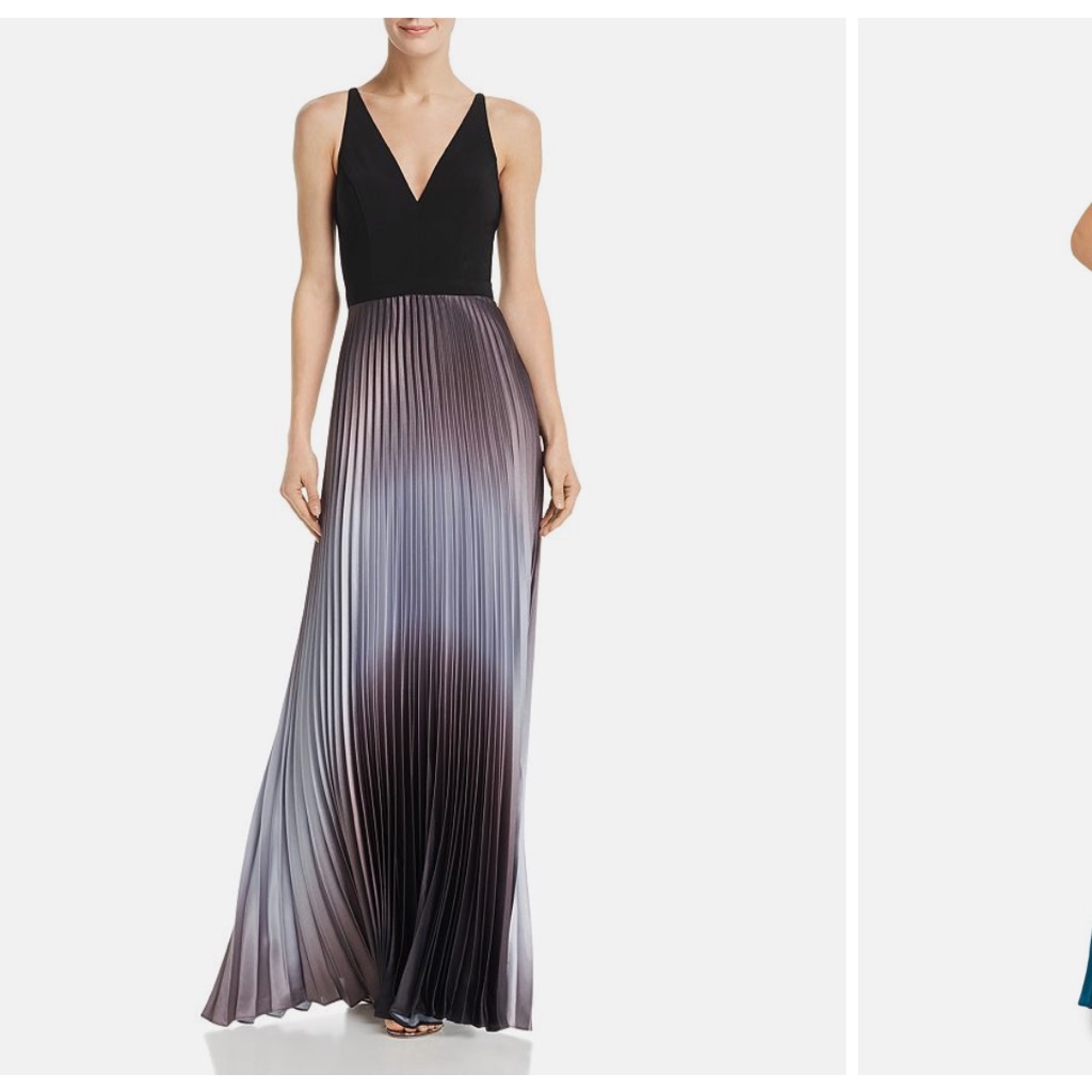 Betsy & Adam Pleated Ombr Formal Gown 18